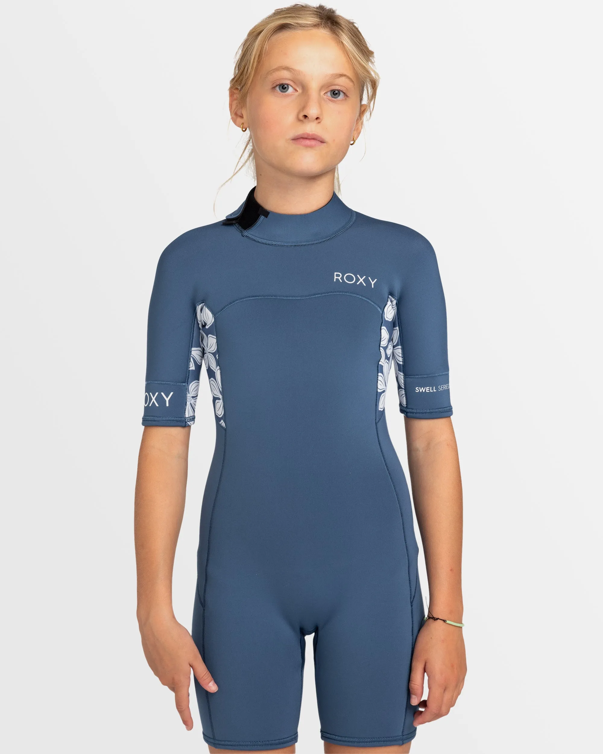 Girls 8-16 2Mm Swell Series Short Sleeve Back Zip Springsuit
