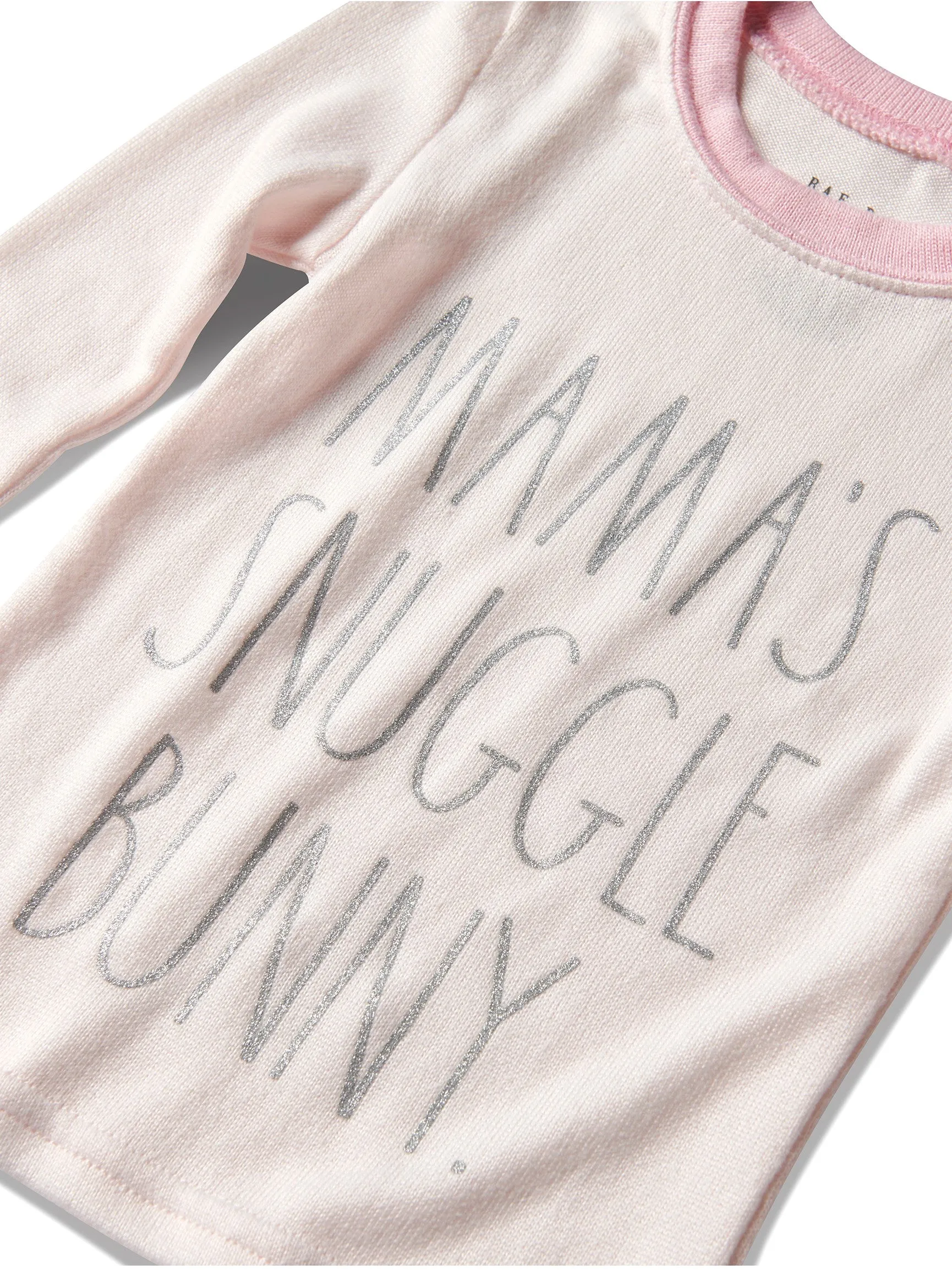 Girls' "MAMA'S SNUGGLE BUNNY" Long Sleeve Top and Elastic Waistband Joggers Pajama Set