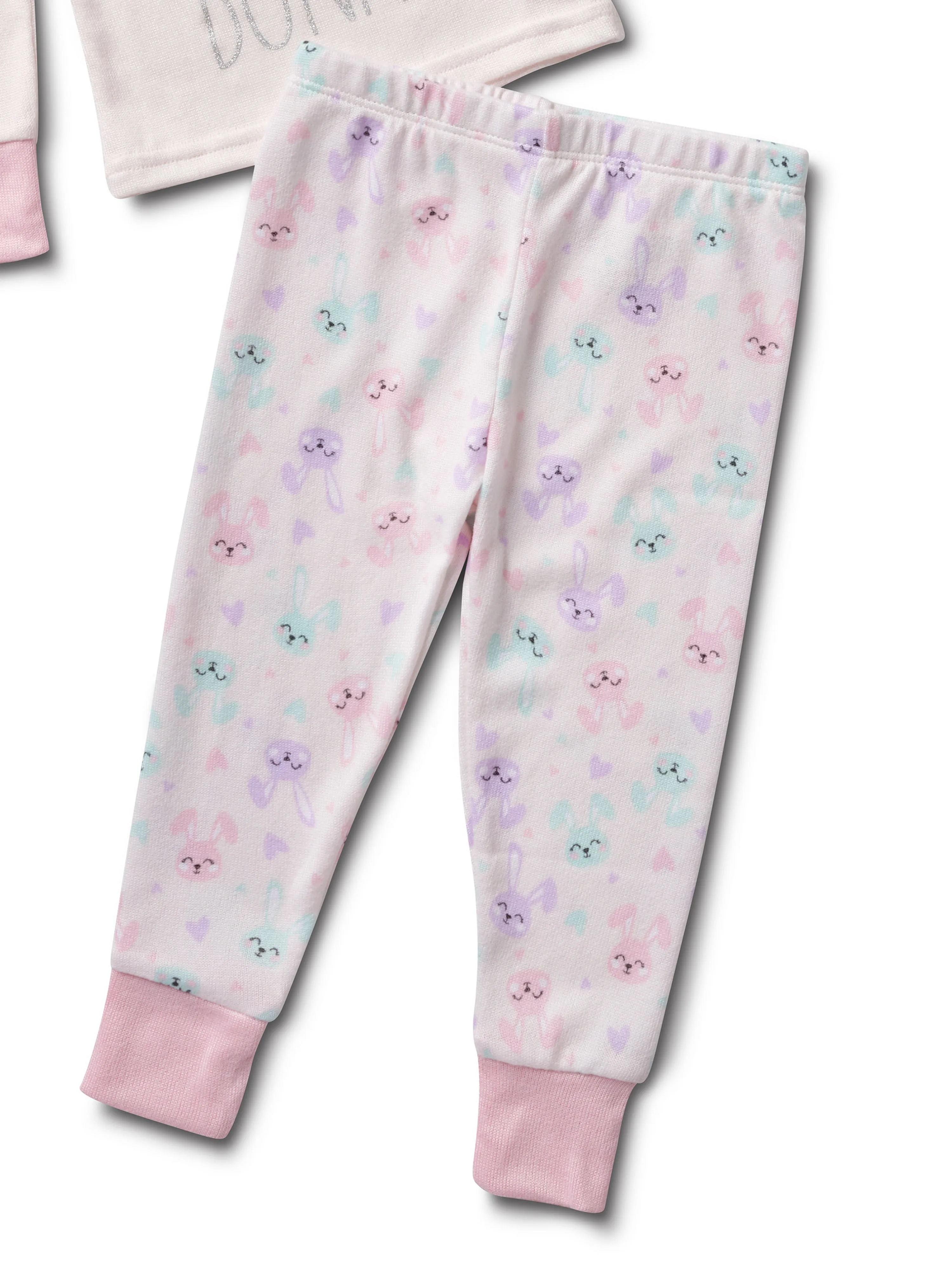 Girls' "MAMA'S SNUGGLE BUNNY" Long Sleeve Top and Elastic Waistband Joggers Pajama Set