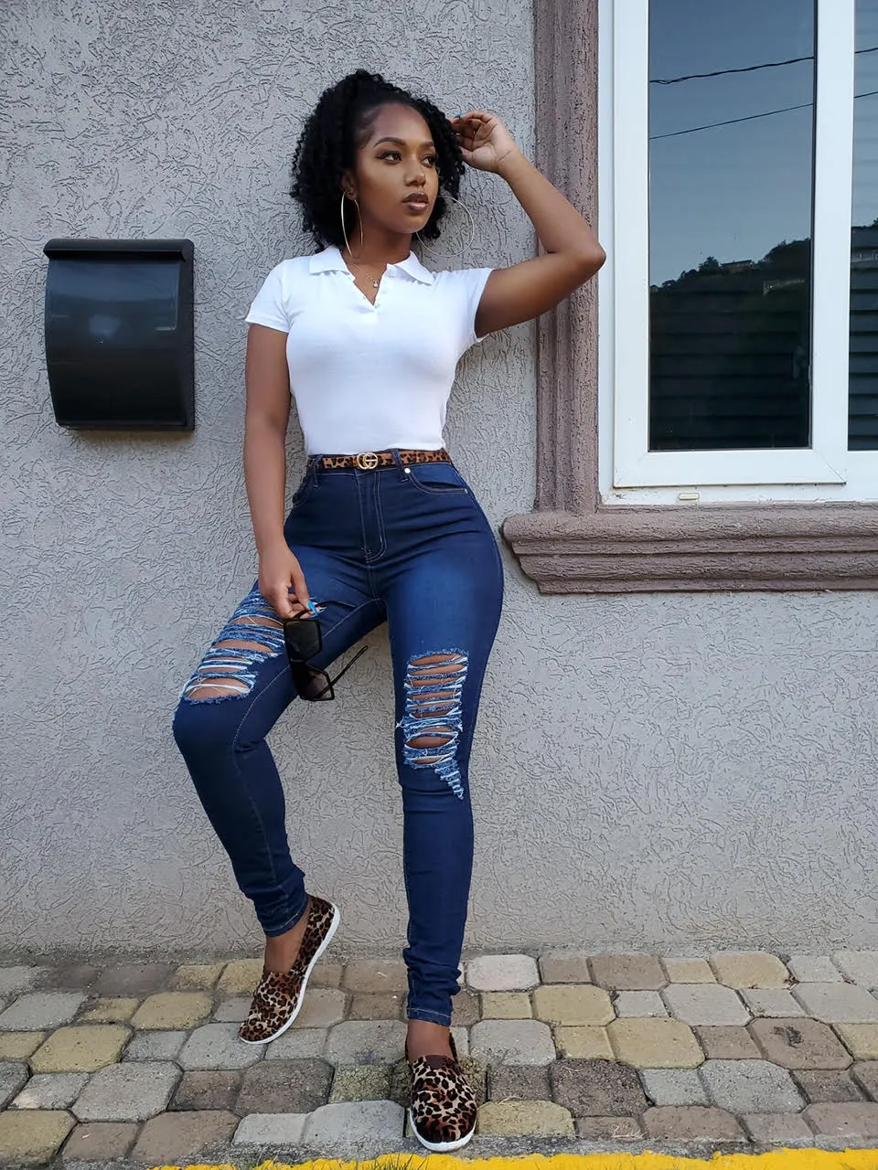 Go Gina High Waisted Skinny Jeans-Dark Blue