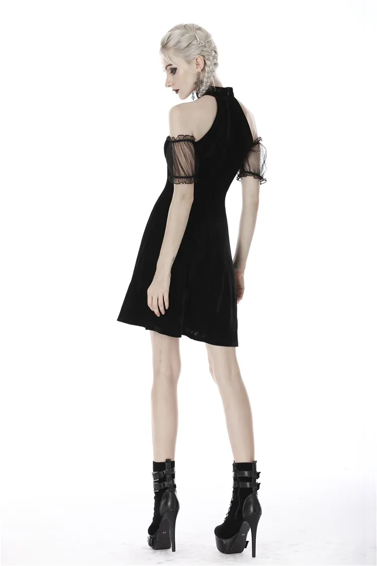 Gothic daliy mesh short sleeves halter dress DW417