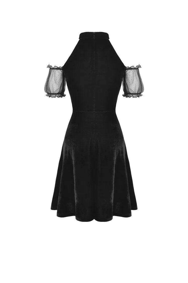 Gothic daliy mesh short sleeves halter dress DW417