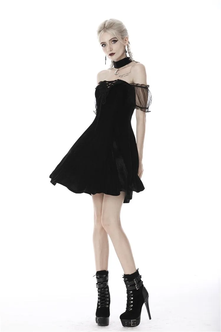 Gothic daliy mesh short sleeves halter dress DW417