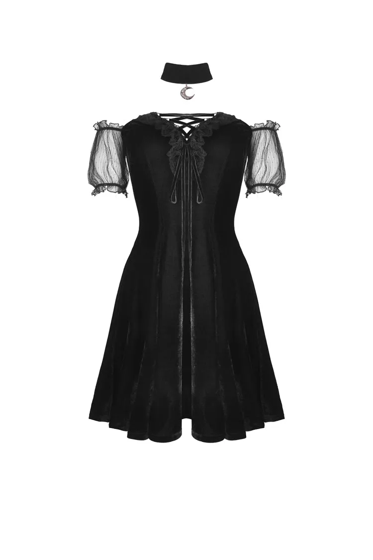 Gothic daliy mesh short sleeves halter dress DW417