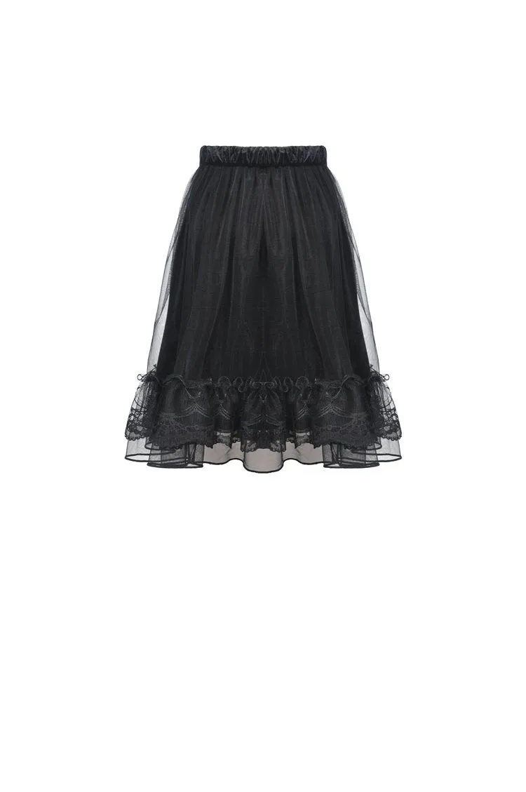 Gothic lolita velvet mesh splicing short skirt KW194