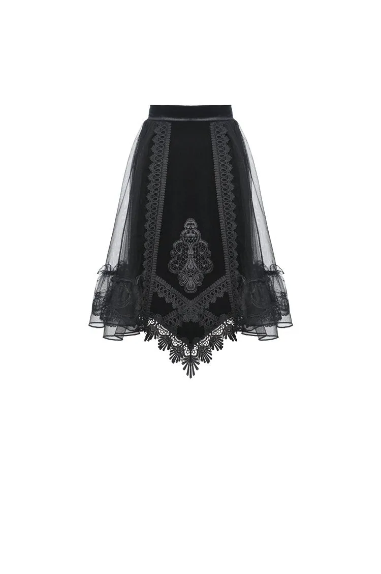 Gothic lolita velvet mesh splicing short skirt KW194
