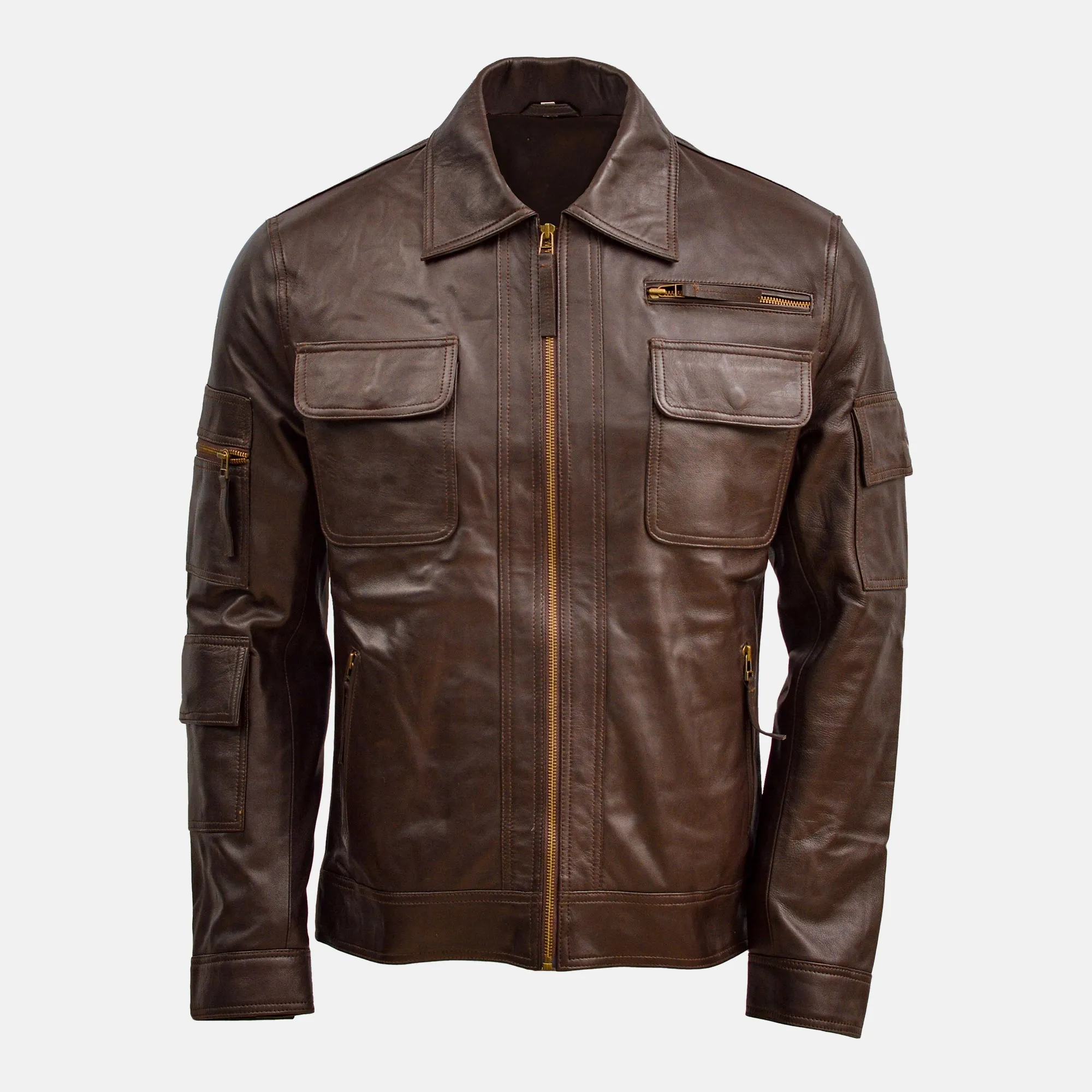 Hardeol Brown Motorcycle Jacket