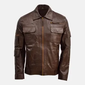 Hardeol Brown Motorcycle Jacket