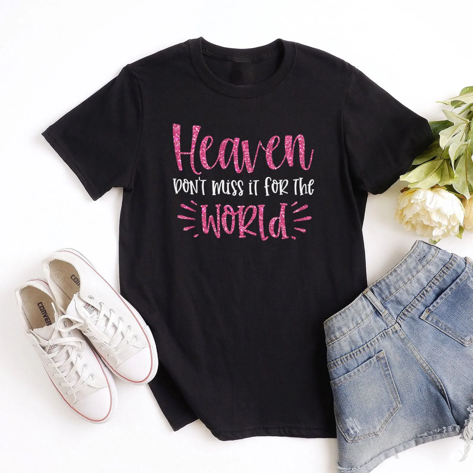 Heaven Don't Miss it For The World Sparkle Tee