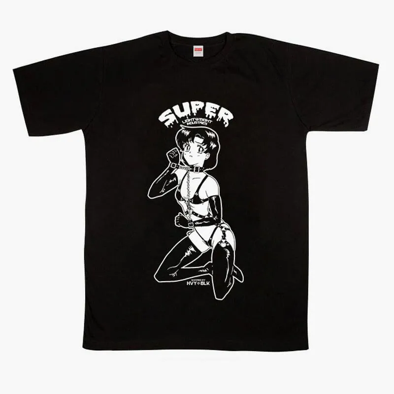 HVY BLK Sailor Mercury Horny Cat T-Shirt Hot Animecore