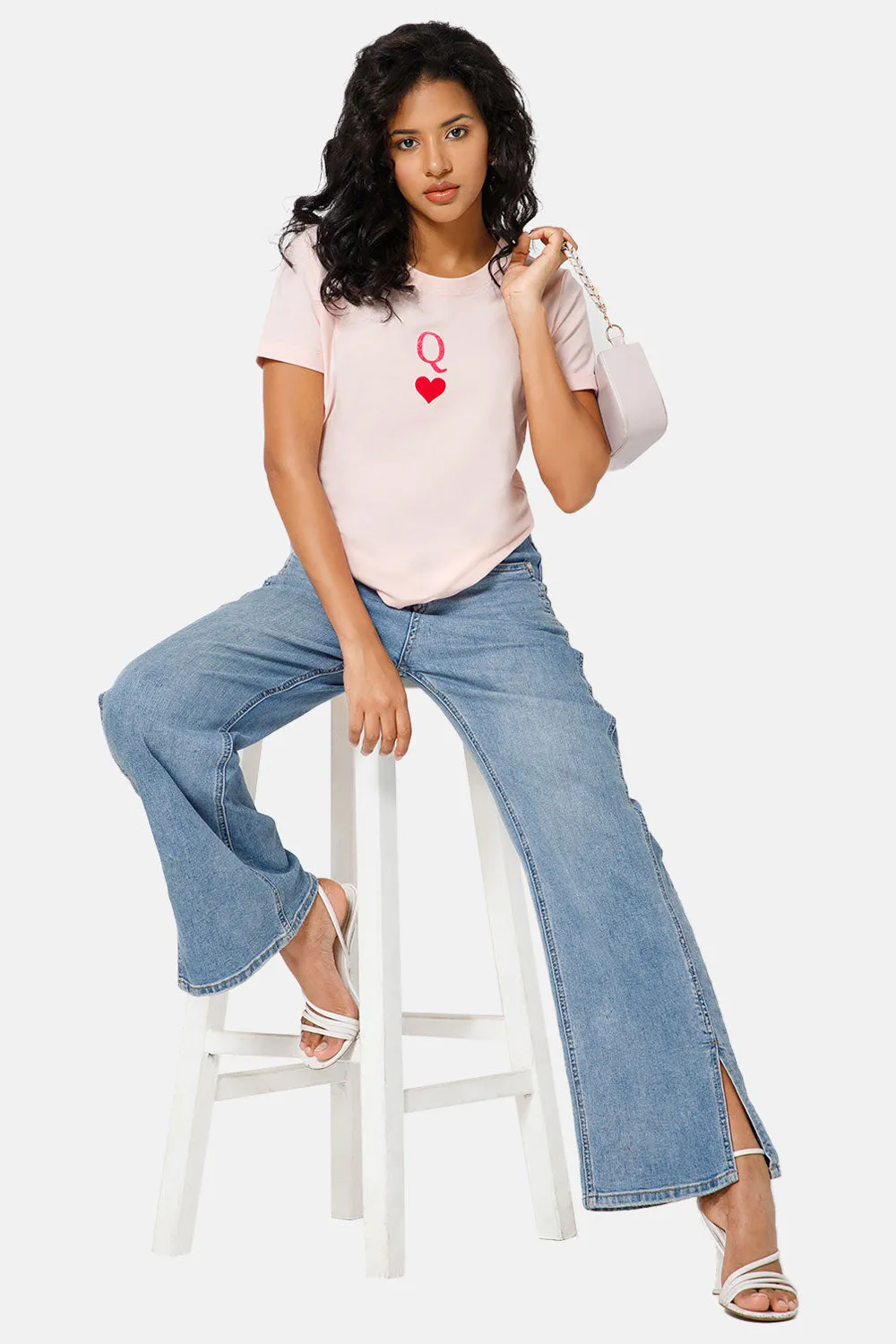 Jusperf Women Half Sleeve Crew Neck T-shirt  - Pink - SD21