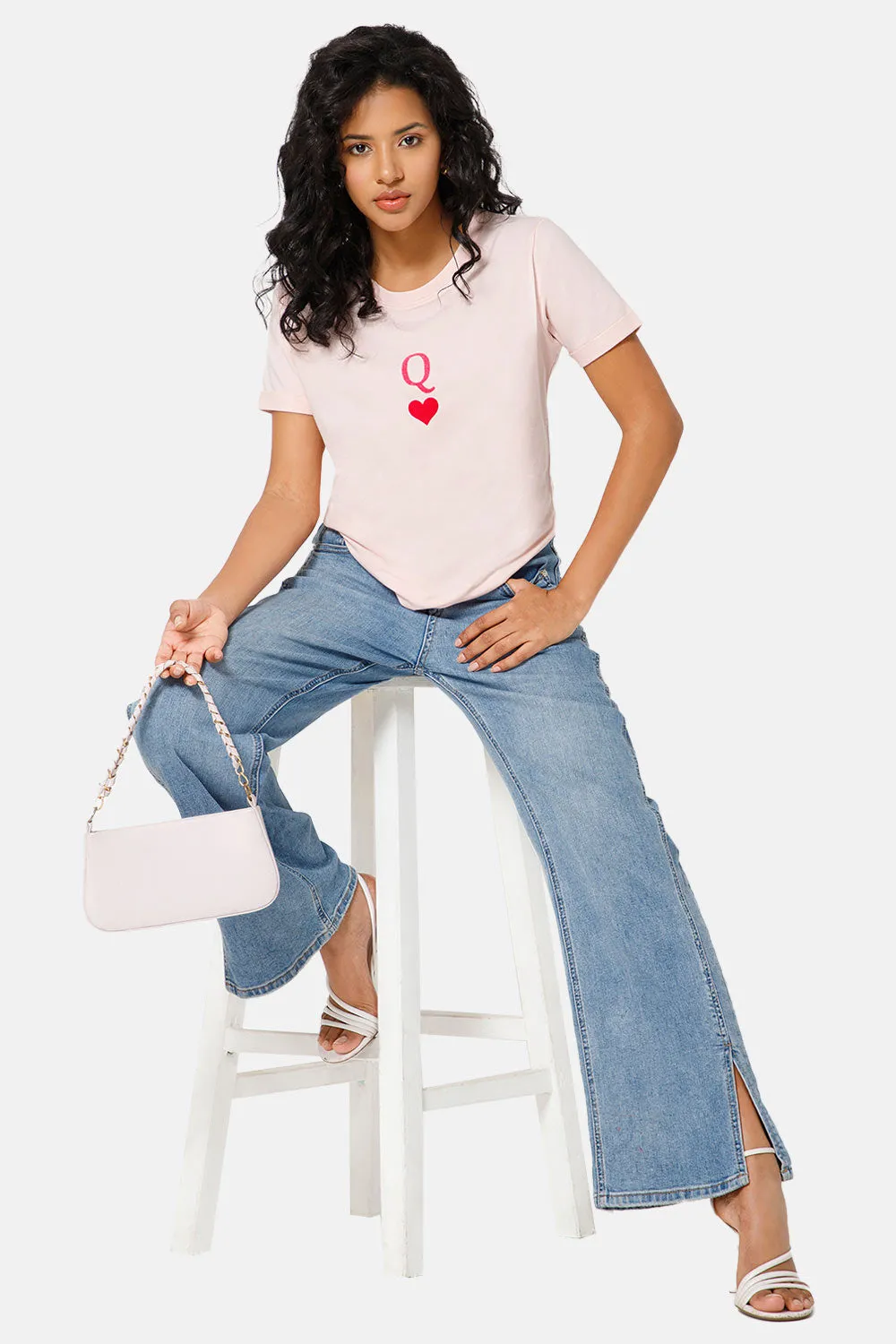 Jusperf Women Half Sleeve Crew Neck T-shirt  - Pink - SD21