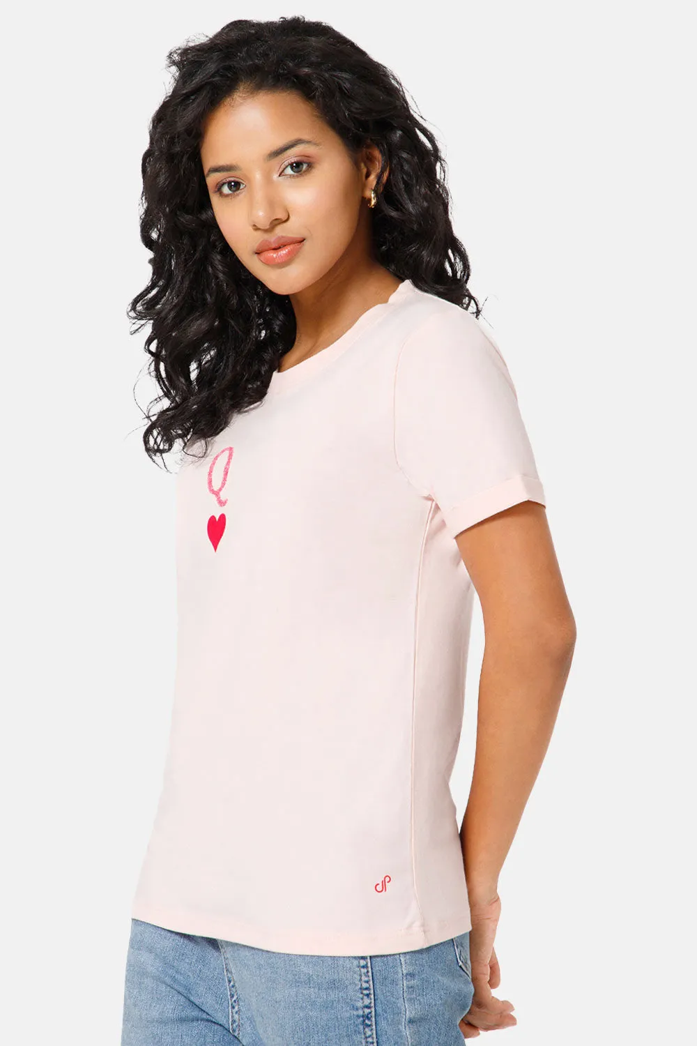 Jusperf Women Half Sleeve Crew Neck T-shirt  - Pink - SD21