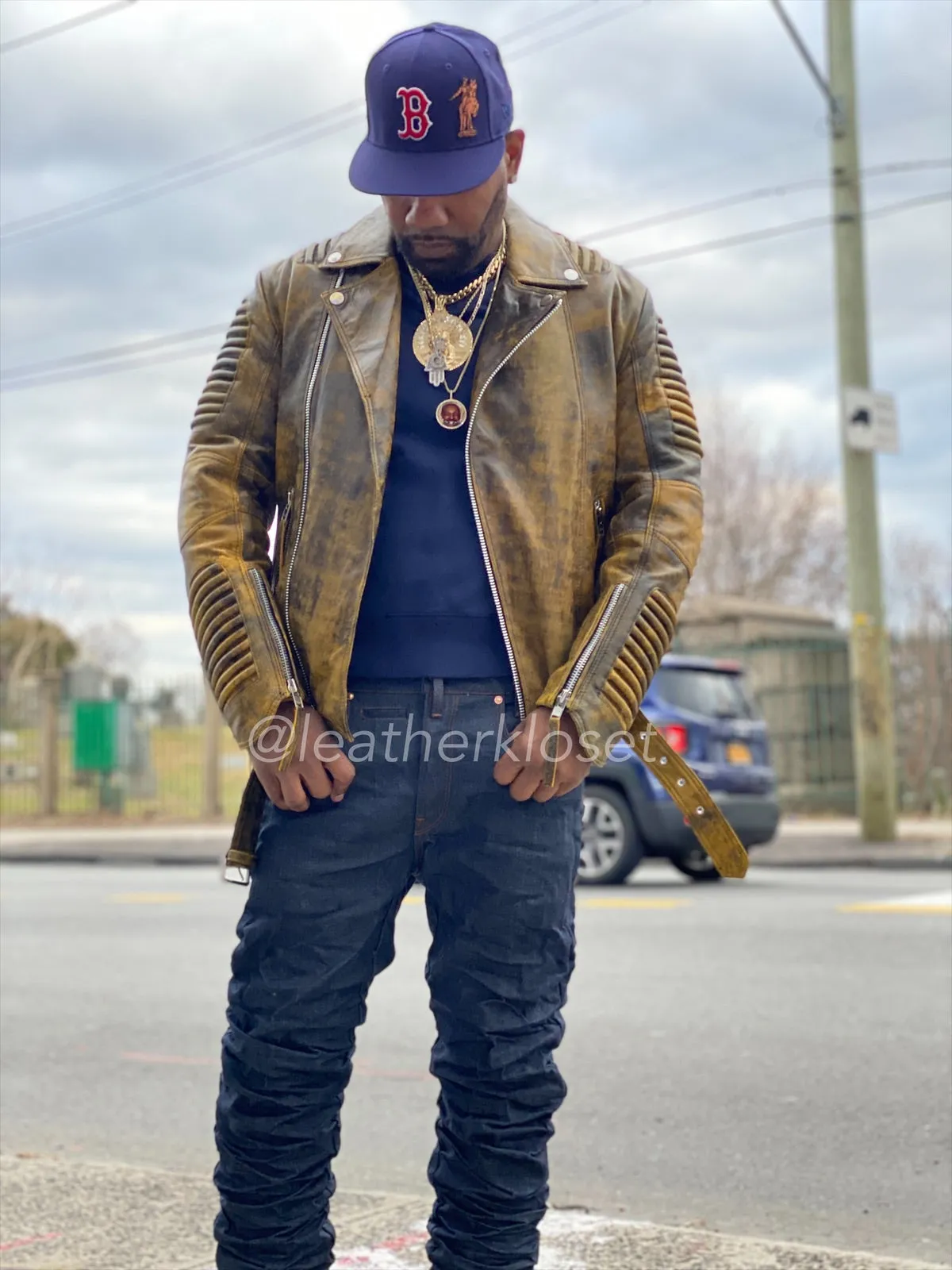 Men's Trey Biker Jacket [Destroyed Yellow]