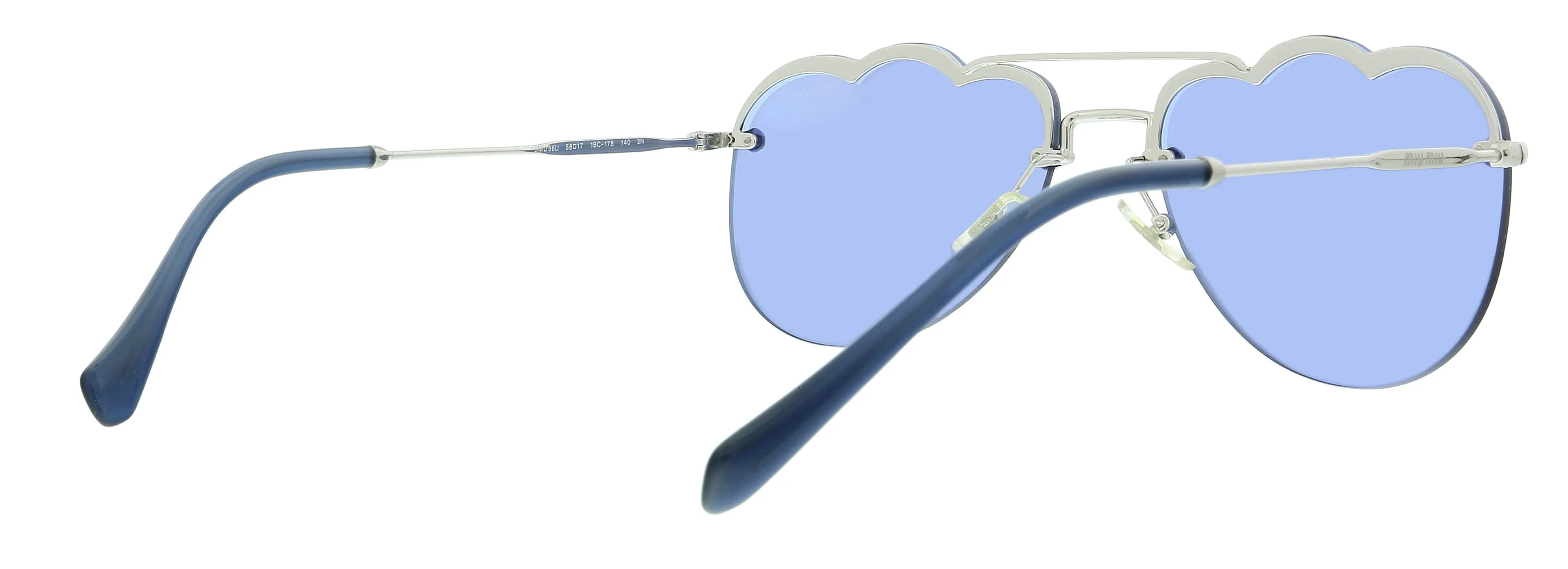 Miu Miu 0MU 56US 1BC178 Silver Irregular Sunglasses