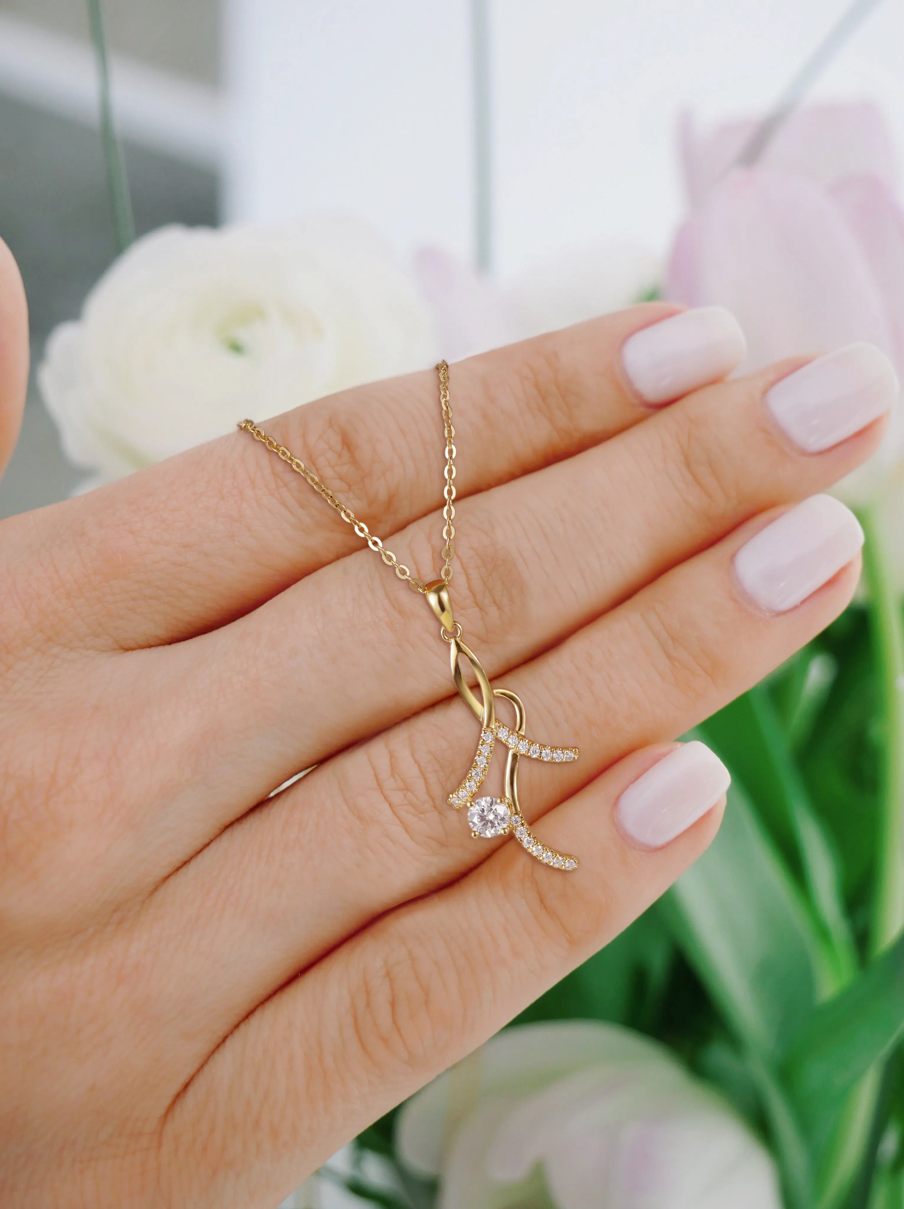 Moissanite Irregular Pendant Necklace