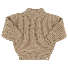 oh baby! Speckle Knit Grandpa Knitted Pullover Sweater - Oat