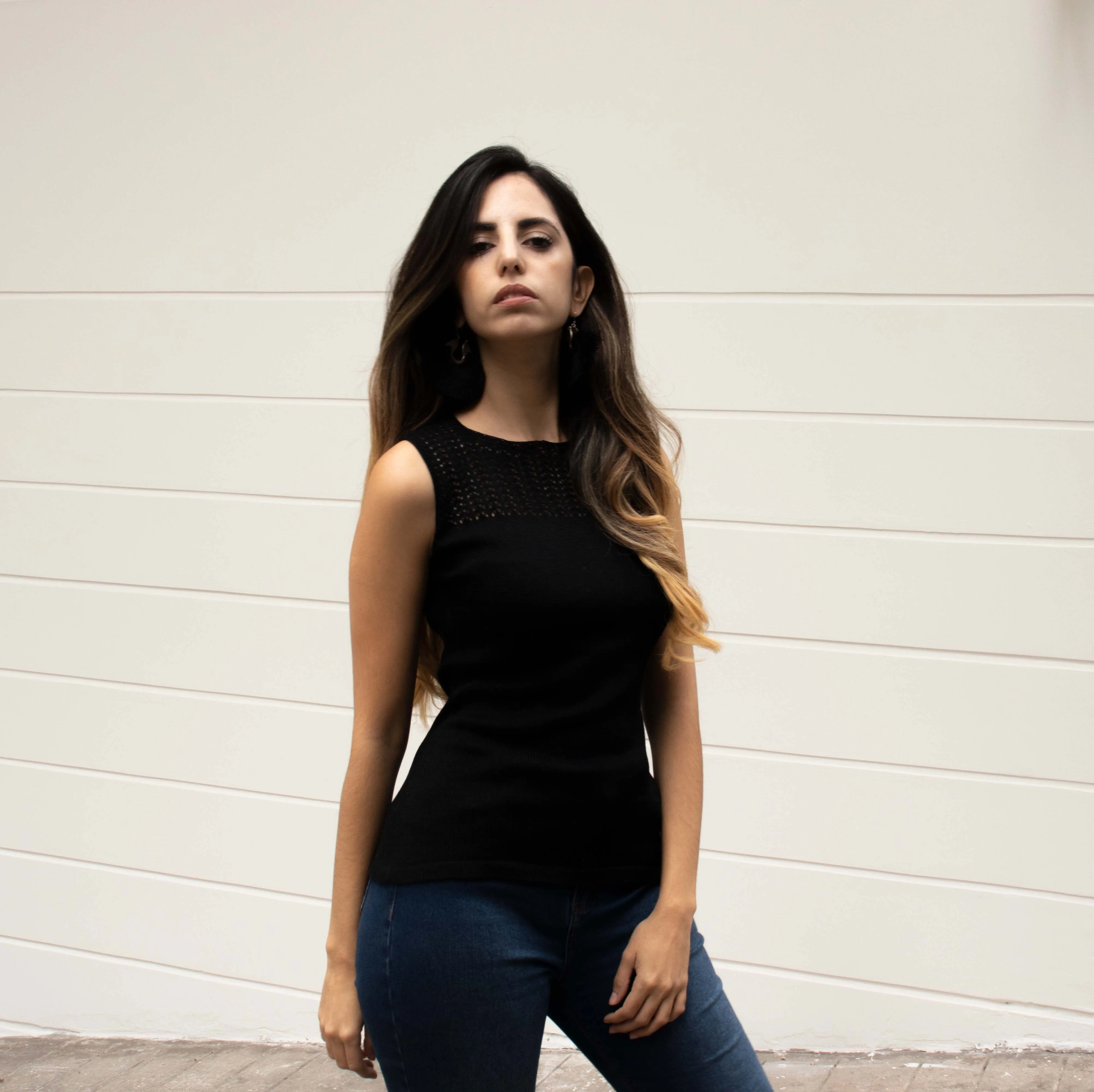 Pima Cotton Knitted Lace Top