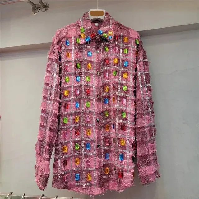 Pre Order:  Gemstones Studded Plaid Shirt