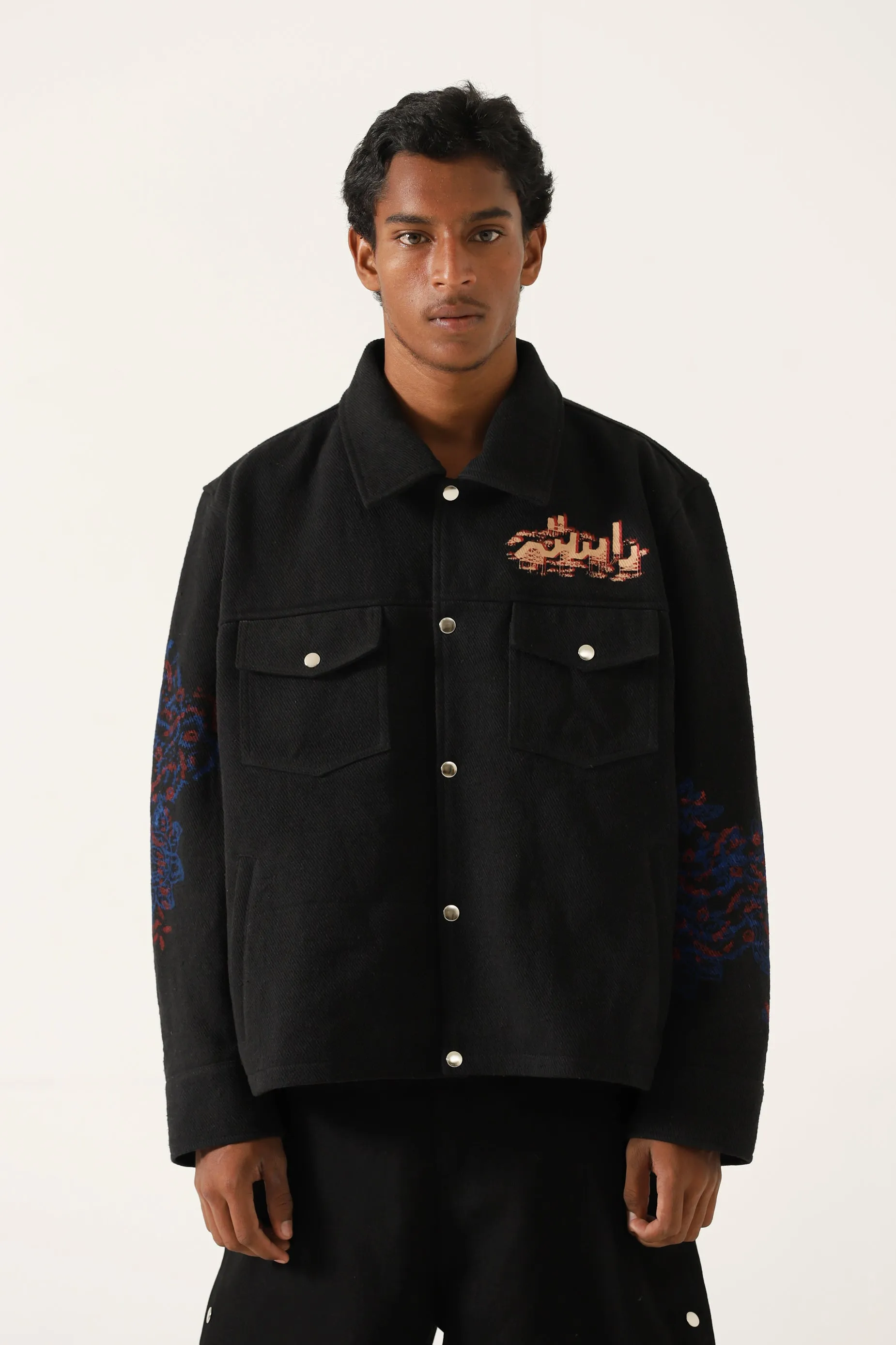 "JAWS " HANDWOVEN PRINTED JACKET