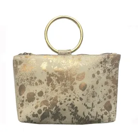 Ring Wristlet - Cream Metallic Splash