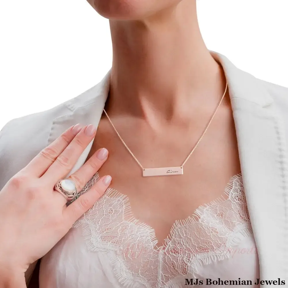 Rose Gold Script Chosen Plate Necklace