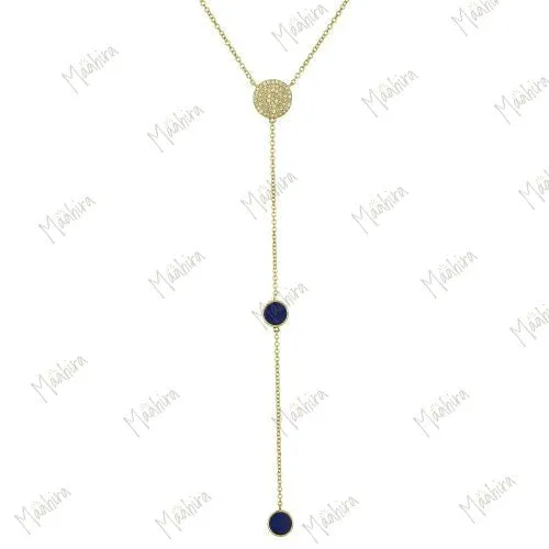 Round Disc Lapis Necklace