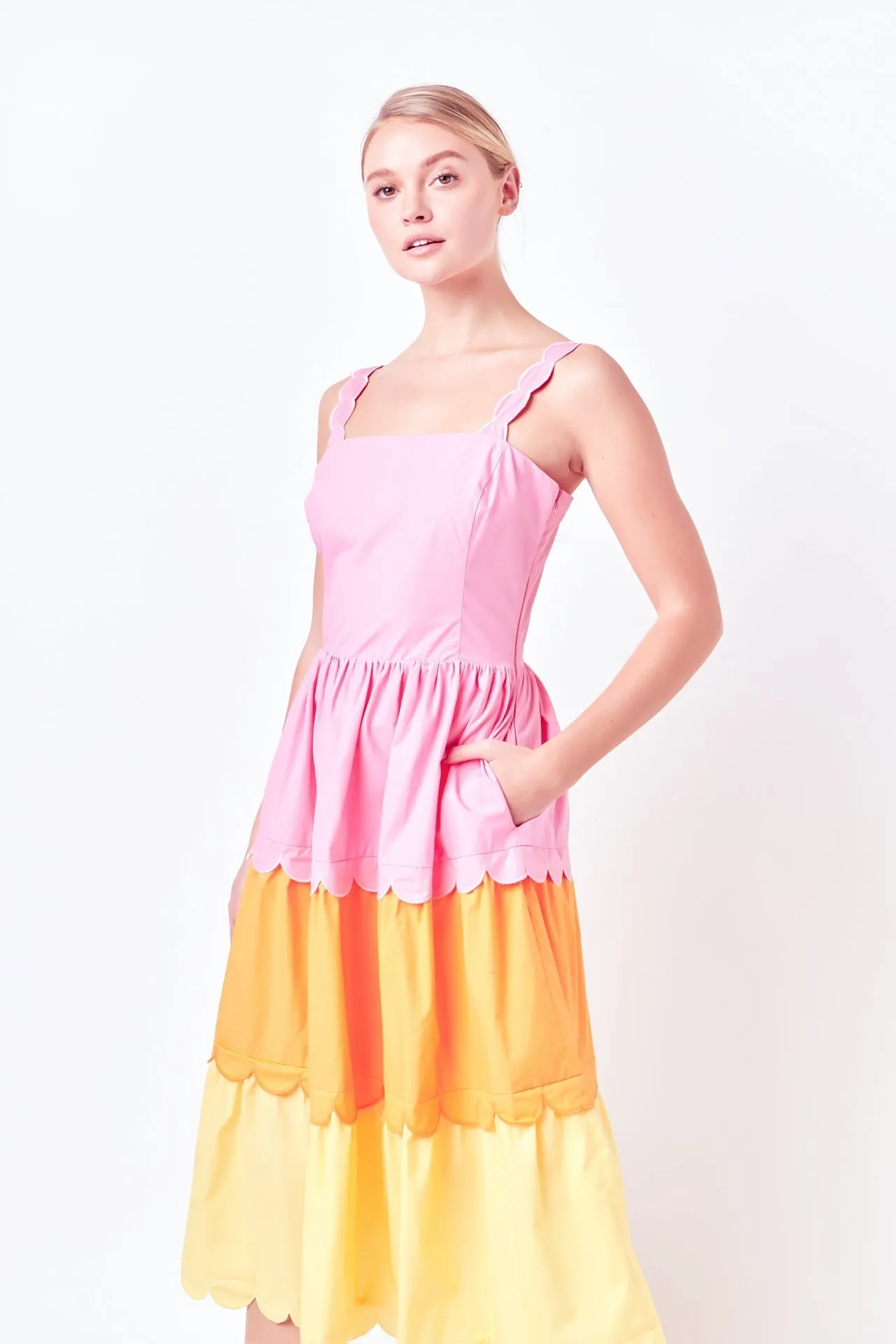 Scallop Midi Dress