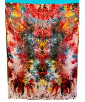 Silk Flags Splashed Red, Teal & Yellow   36"x45"