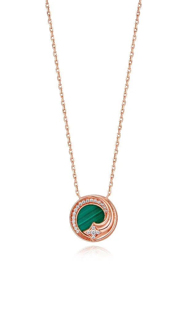 THIALH - Galaxy - Green Star Gold plated Malachite Necklace