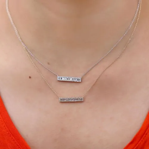 Yellow Golden Baguette Bar Necklace