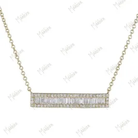 Yellow Golden Baguette Bar Necklace