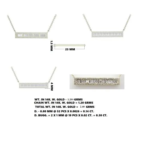 Yellow Golden Baguette Bar Necklace