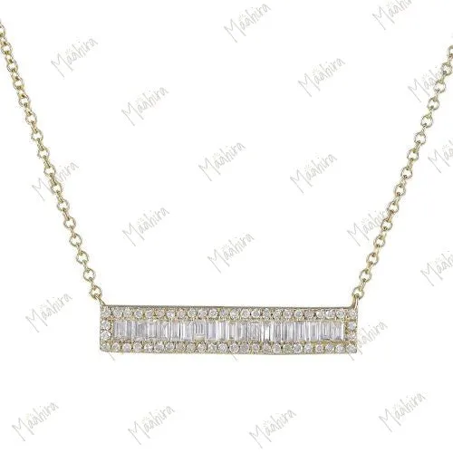 Yellow Golden Baguette Bar Necklace